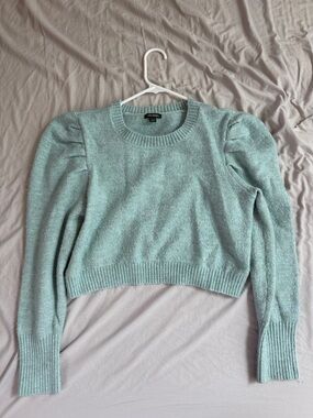 wild fable Mint Green Puff-Sleeve Crewneck Sweater